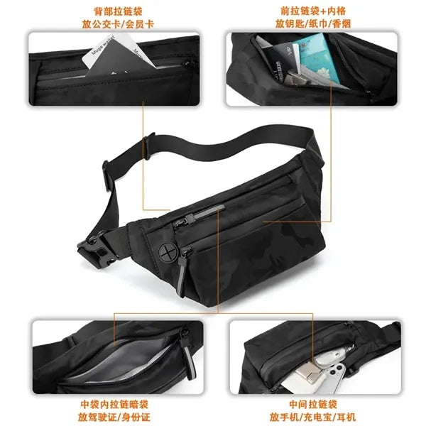 Men's Black Sling Chest Bag