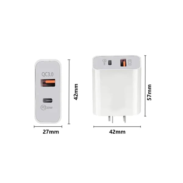 Dual Port  20W PD Quick Charger for Fast Charging