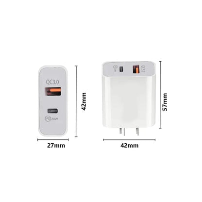 Dual Port  20W PD Quick Charger for Fast Charging