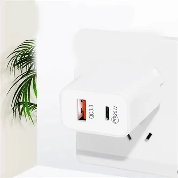 Dual Port  20W PD Quick Charger for Fast Charging