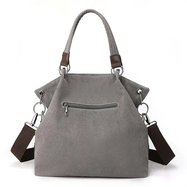 Women's Canvas Hobo Tote Bag - Black/White