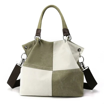 Women's Canvas Hobo Tote Bag - Black/White