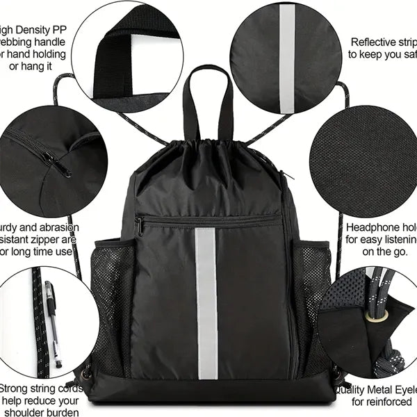 Sports Gym Drawstring Backpack Bag