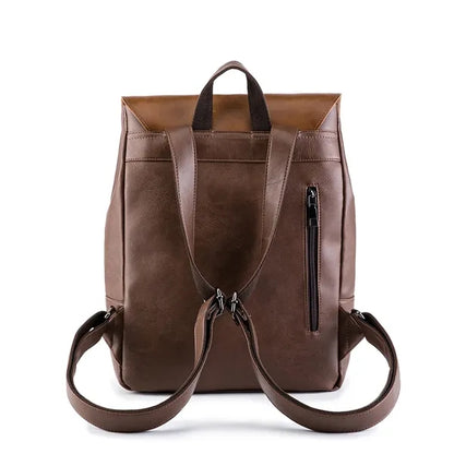 Brown 15in PU Leather Backpack