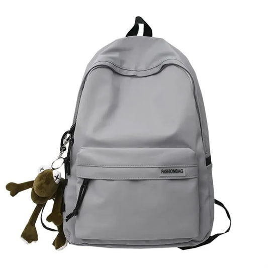 17.7in College Backpack with Green Frog Pendant