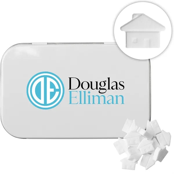 Rectangular Tin with House Shaped Mints