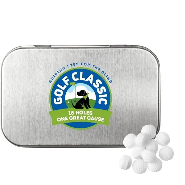 Rectangular Tin with Golf Ball Shaped Mints