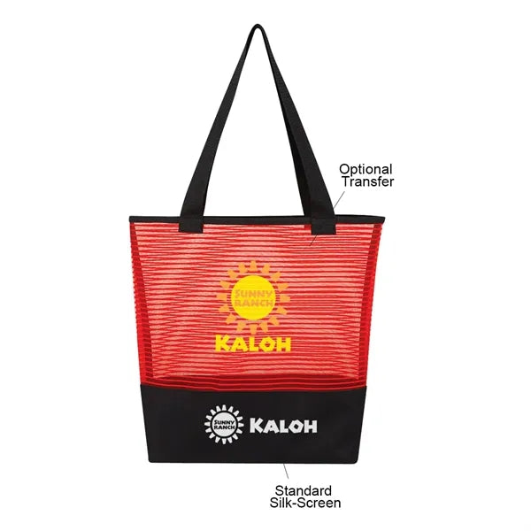Sheer Mesh Pinstripe Tote Bag