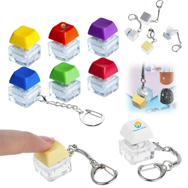 Multicolor Decompression Button Square Metal Zipper Keychain