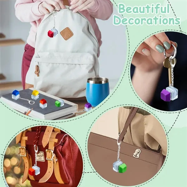 Multicolor Decompression Button Square Metal Zipper Keychain
