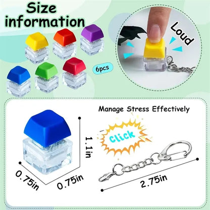 Multicolor Decompression Button Square Metal Zipper Keychain