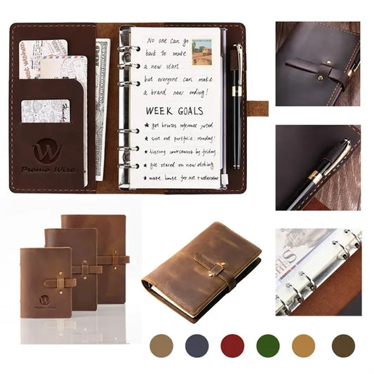 Leather Multi-Functional Zipper Retro Loose Leaf Book Diary