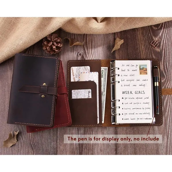 Leather Multi-Functional Zipper Retro Loose Leaf Book Diary