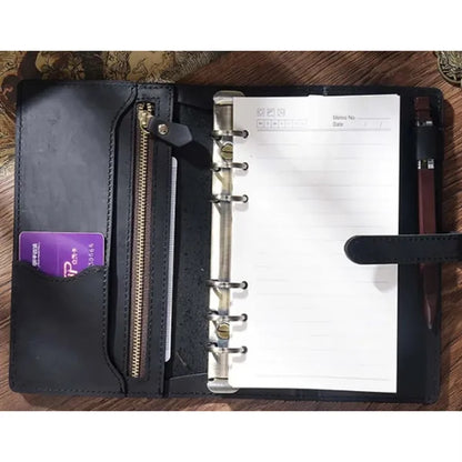 Leather Multi-Functional Zipper Retro Loose Leaf Book Diary