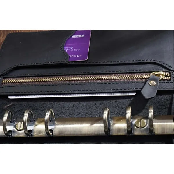Leather Multi-Functional Zipper Retro Loose Leaf Book Diary