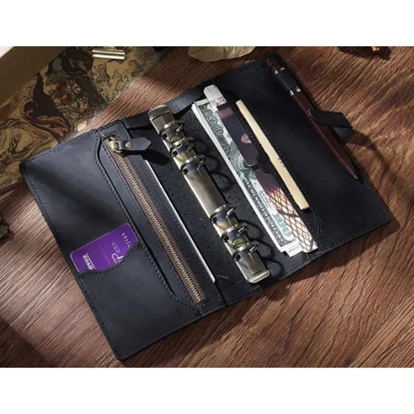 Leather Multi-Functional Zipper Retro Loose Leaf Book Diary
