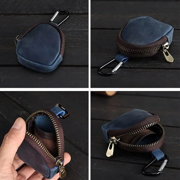 Genuine Cowhide Detachable Hook Large Small Pocket Coin Bag