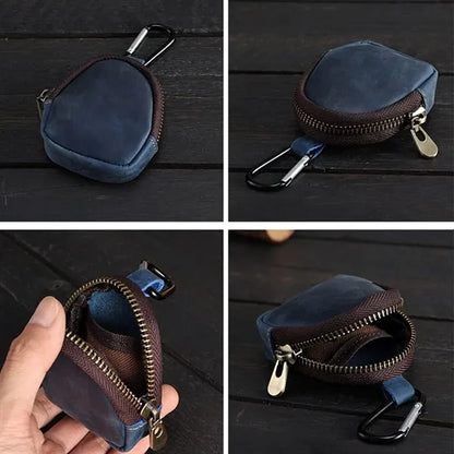 Genuine Cowhide Detachable Hook Large Small Pocket Coin Bag