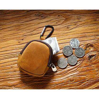 Genuine Cowhide Detachable Hook Large Small Pocket Coin Bag