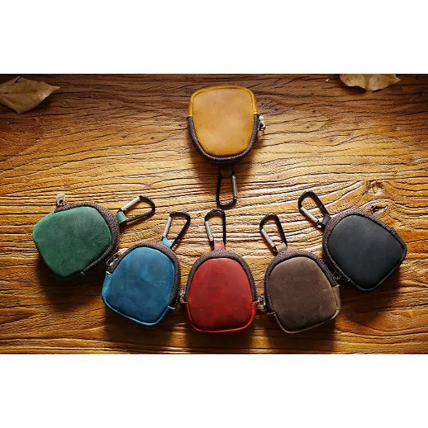 Genuine Cowhide Detachable Hook Large Small Pocket Coin Bag