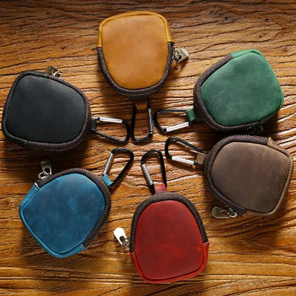 Genuine Cowhide Detachable Hook Large Small Pocket Coin Bag
