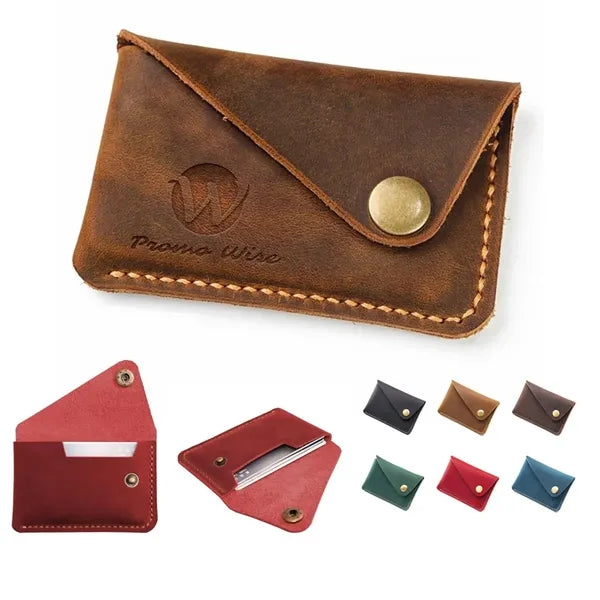 Square Top Layer Cowhide Creative Snap Button Coin Purse
