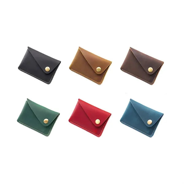 Square Top Layer Cowhide Creative Snap Button Coin Purse