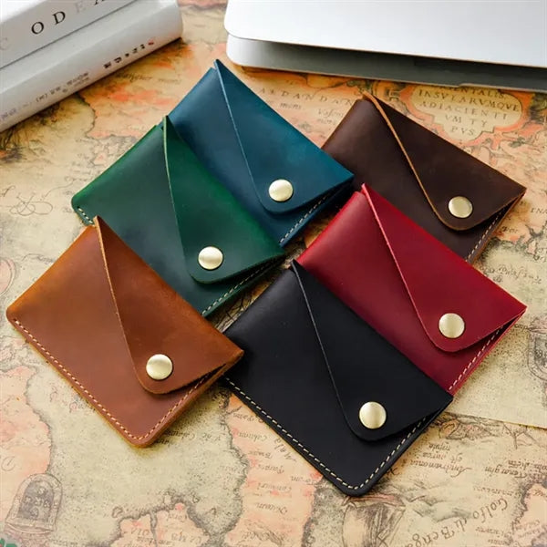 Square Top Layer Cowhide Creative Snap Button Coin Purse