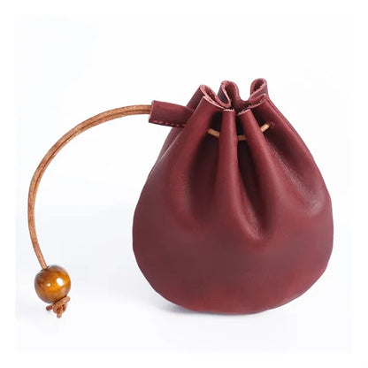 Vintage Top Layer Cowhide Drawstring Coin Purse Pocket Bag