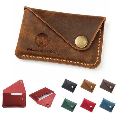 Crazy Horse Leather Button Coin Purse