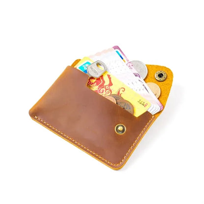 Crazy Horse Leather Button Coin Purse