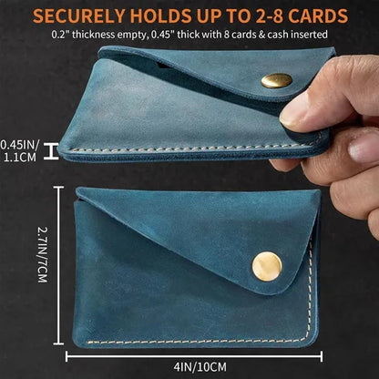 Crazy Horse Leather Button Coin Purse