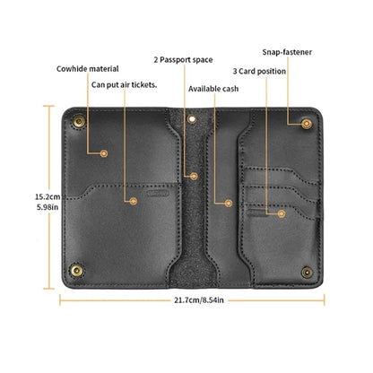 Multifunctional Leather Passport Holder Wallet Case