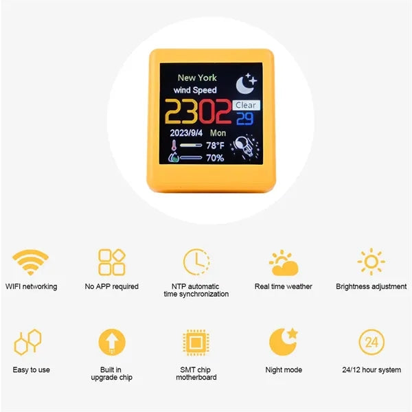 Mini Waterproof Square Smart Weather Clock Desktop Ornament