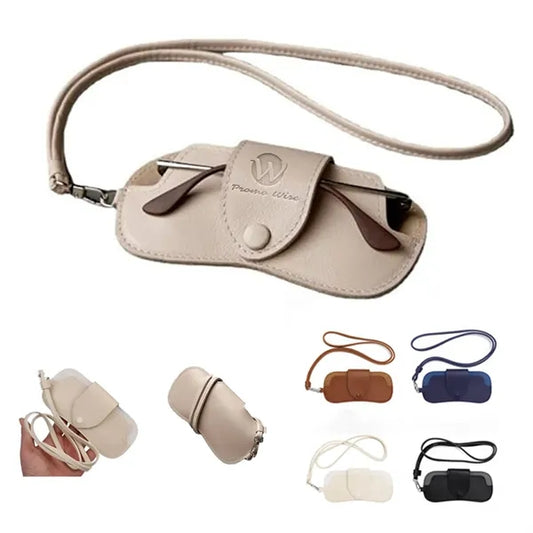 Adjustable Lanyard Fashion Leather Glasses Storage Bag