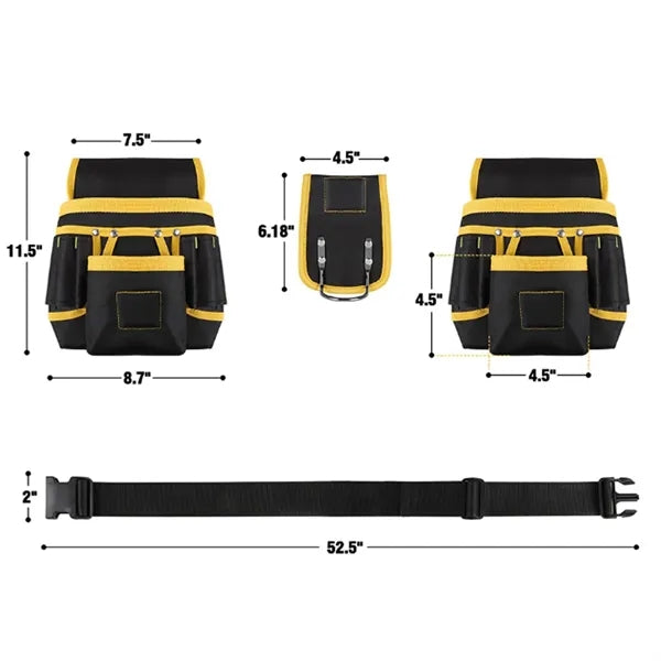 Durable Tool Belt W/ Adjustable Strap Multiple Pockets