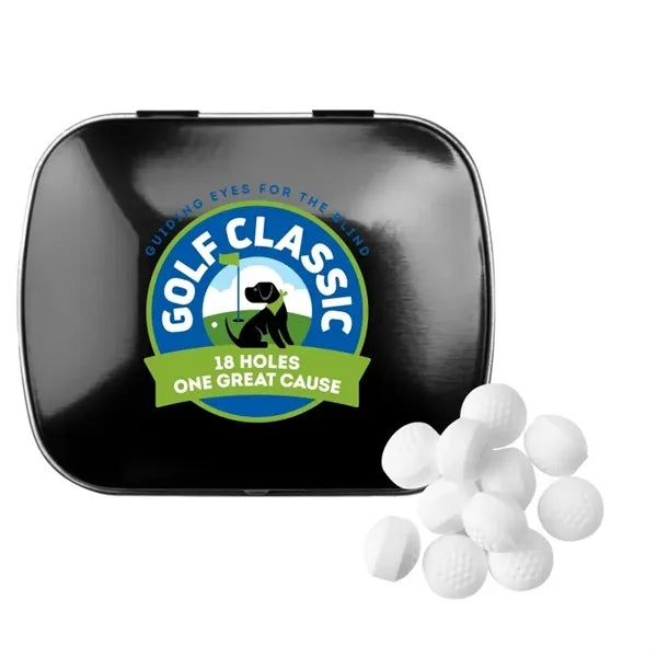 Domed Tin with Golf Ball Shaped Mints