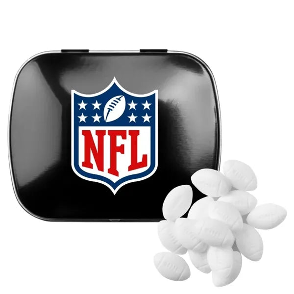 Domed Tin with Football Shaped Mints