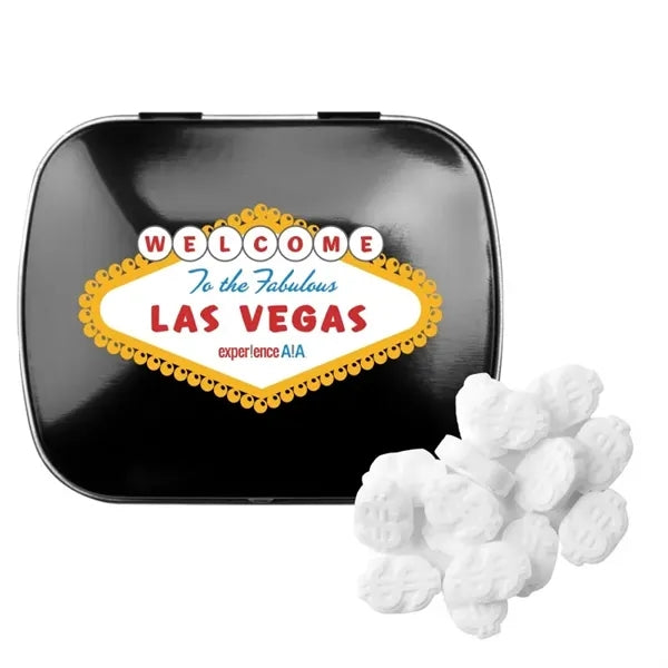 Domed Tin with Dollar Sign Shaped Mints
