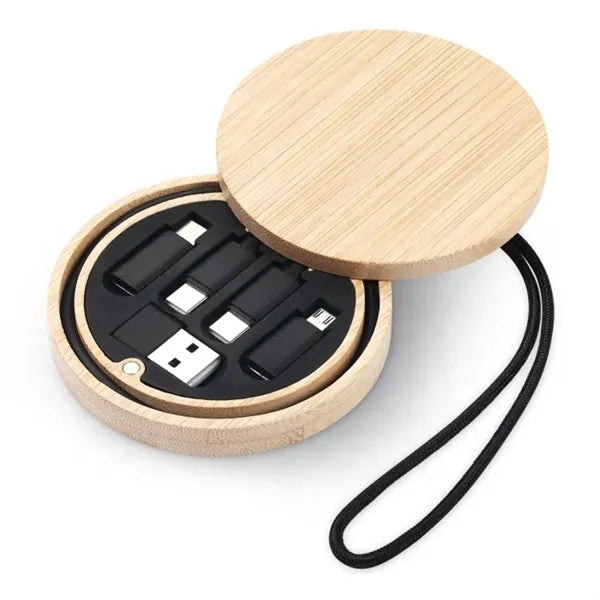 Custom Logo Wood Bamboo Charging Storage Portable Travel Kit