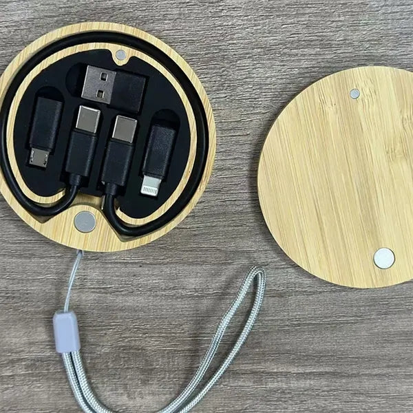 Custom Logo Wood Bamboo Charging Storage Portable Travel Kit