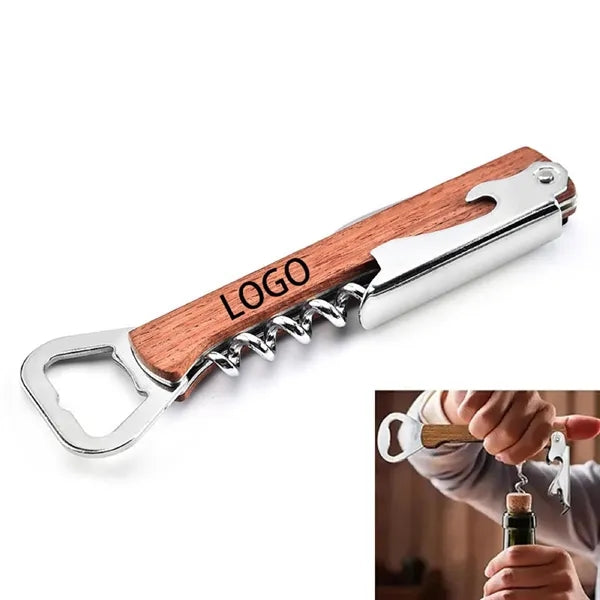 Multifunctional Wooden Handle Bottle Opener