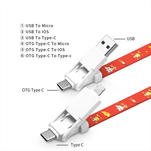 6 in 1 USB Lanyard Charging Cable