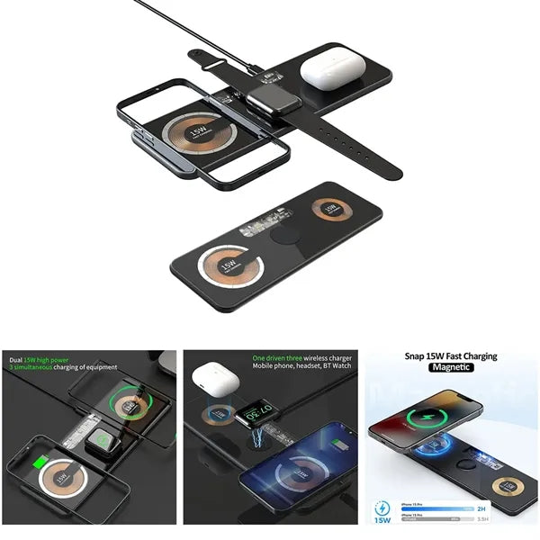 High-tech Style 3-in-1 Fast Wireless Charger Pad