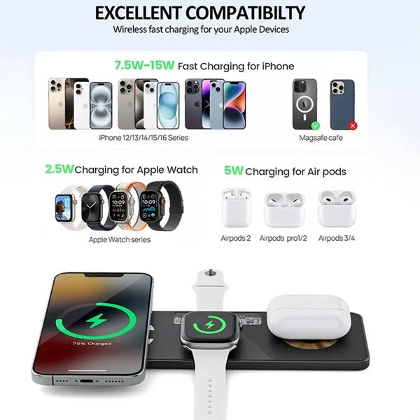 High-tech Style 3-in-1 Fast Wireless Charger Pad