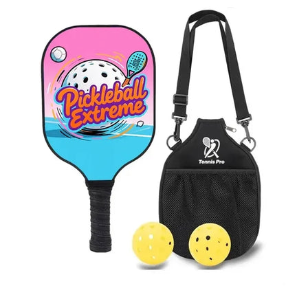 Fiberglass Pickleball Paddle & Ball Set w/ Shoulder Bag