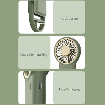 Mini Handheld USB Rechargeable Fan With Hook