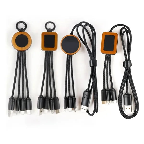 Eco Bamboo 3-in-1 Charging Cable with Glowing