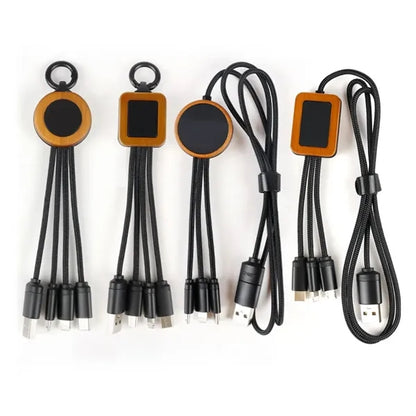 Eco Bamboo 3-in-1 Charging Cable with Glowing