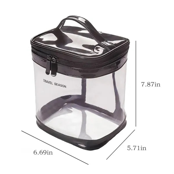 Holographic Transparent PVC Cosmetic Bag with Zipper Handle